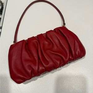 STAUD Red Gathered Clutch